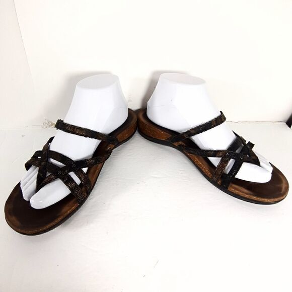 Dansko women's Janelle Eu40 US9-9,5 Leather Animal Print Strappy Thong Sandals - Picture 4 of 13